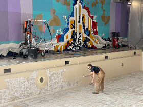 Préparation support béton piscine municipale