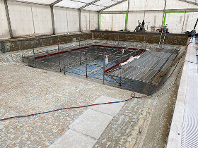Préparation support béton piscine municipale