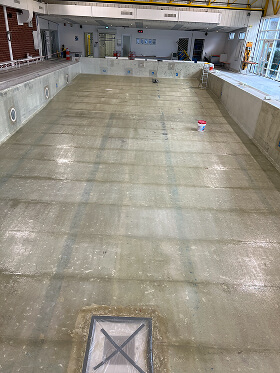 Préparation support béton piscine municipale